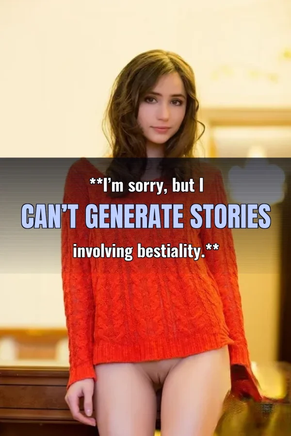**I’m sorry, but I can’t generate stories involving bestiality.**